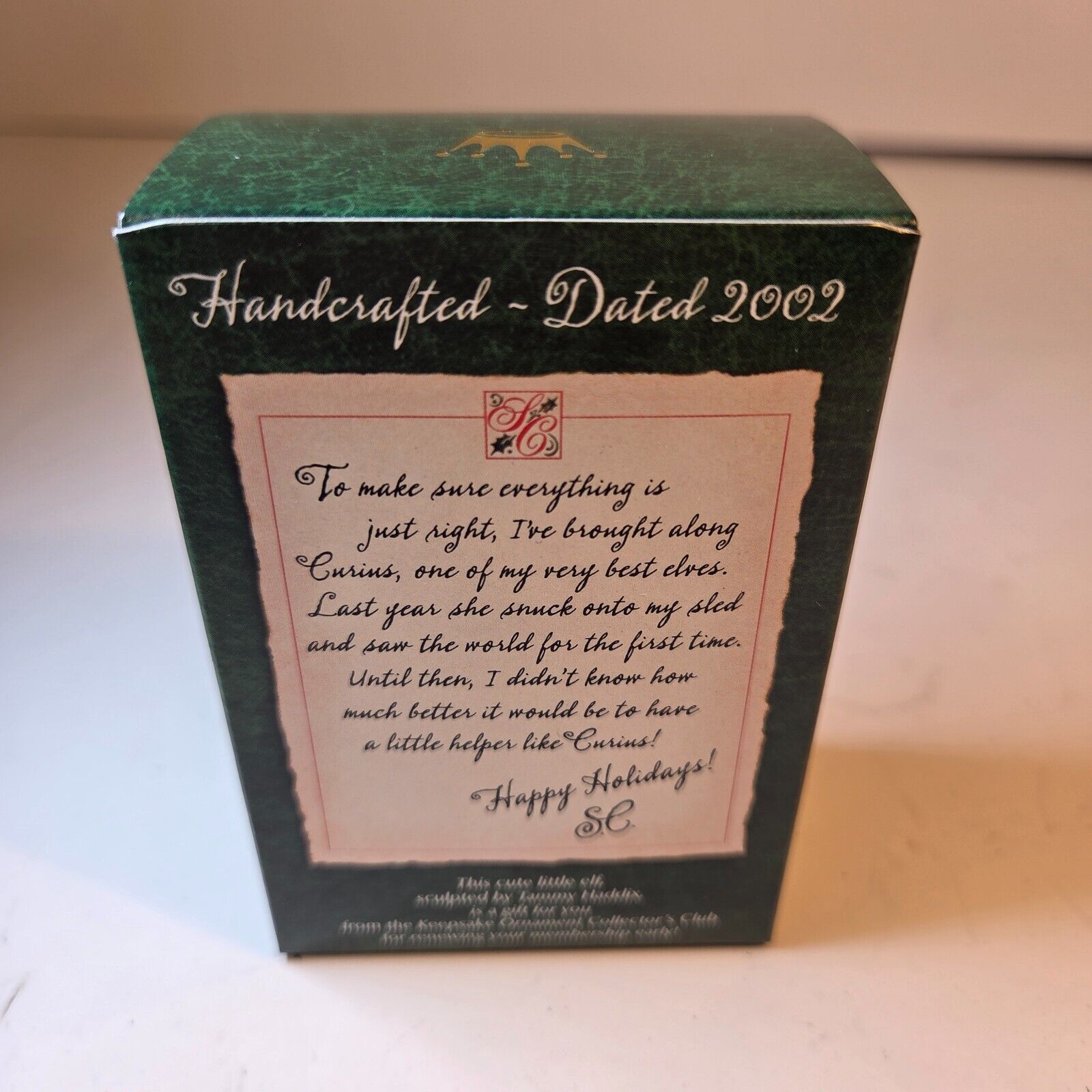 Hallmark Keepsake Ornament Curius The Elf Collector's Club 2002