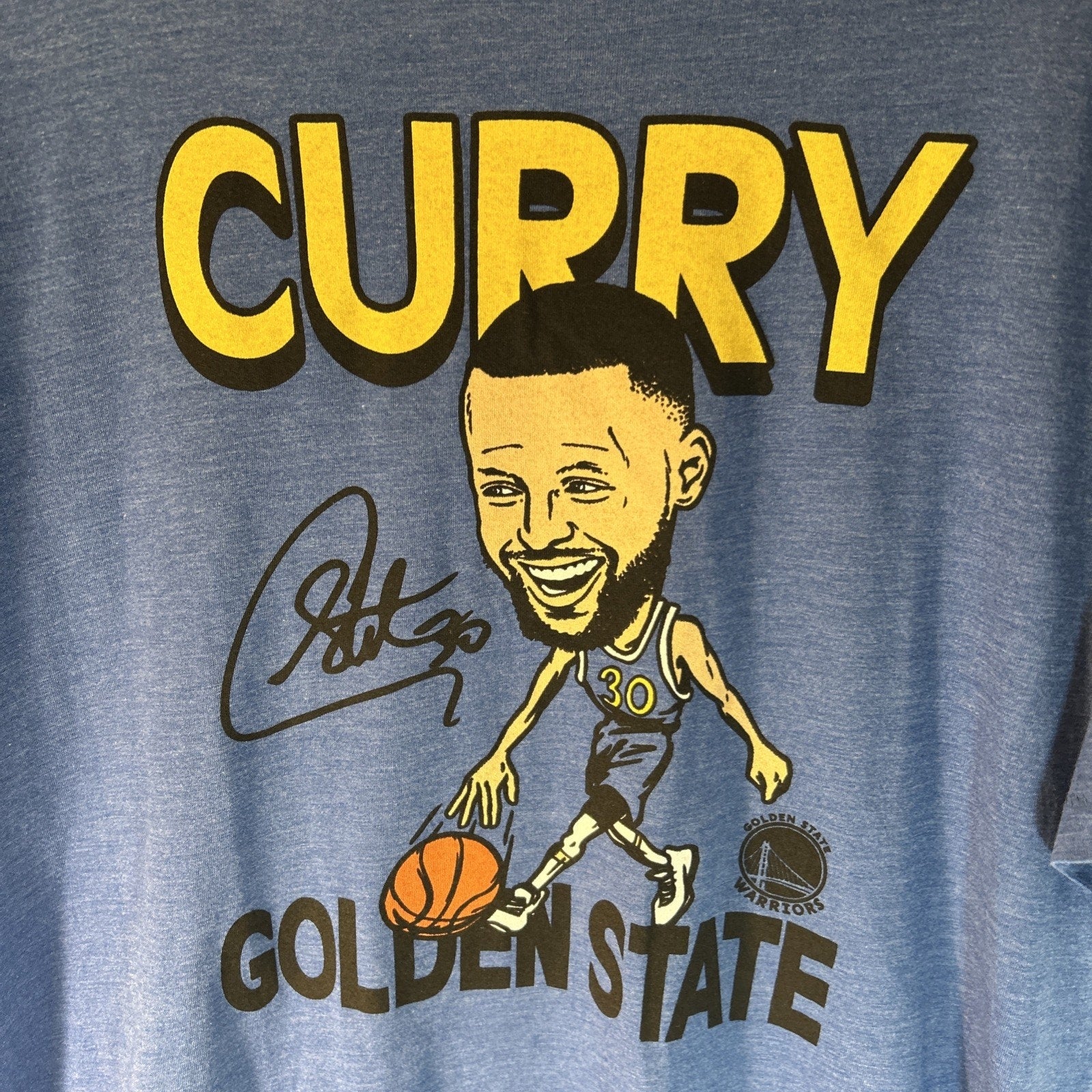 Steph Curry Golden State Warriors Homage Big Head T Shirt Blue 2XL NBA NWT
