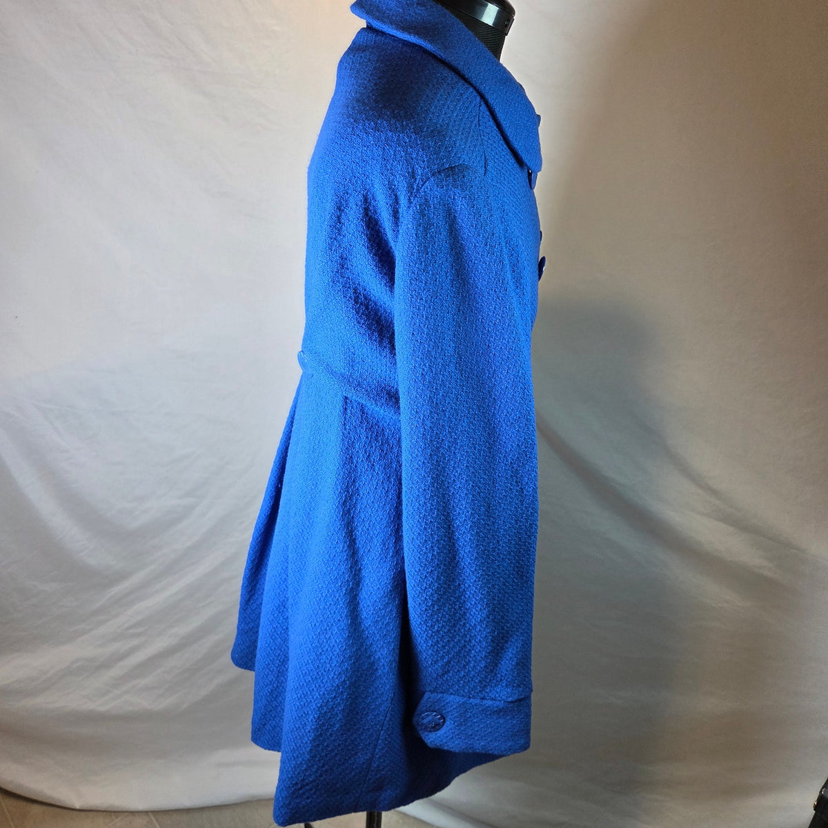 LUX Women's Wool Blend Double Breasted Swing Coat Blue Size M Peacoat Jacket
