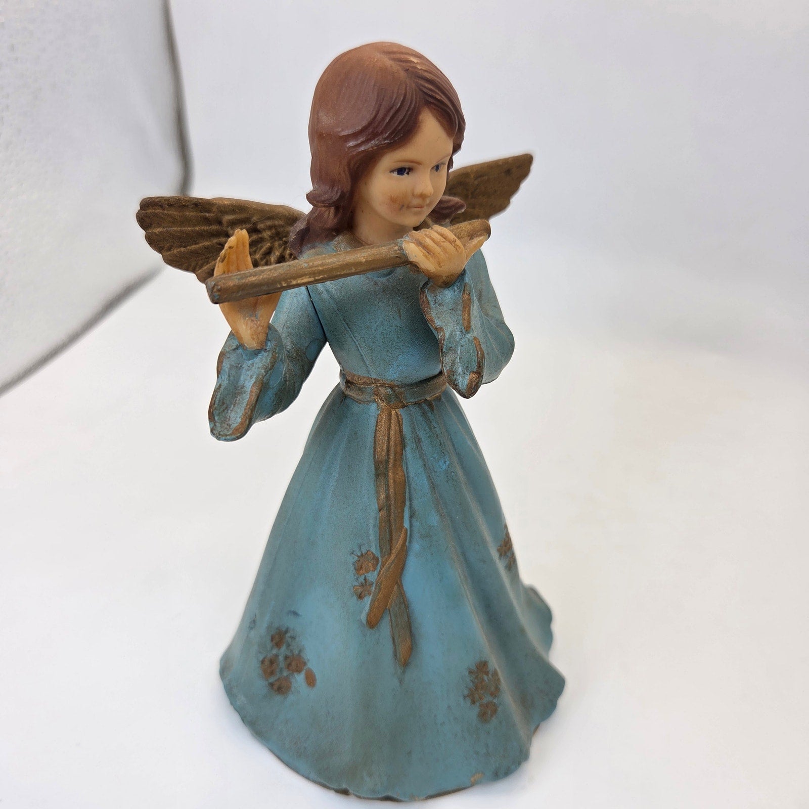 Vintage Art Plastics Angel Tree Topper Flute Figure #949 British Hong Kong