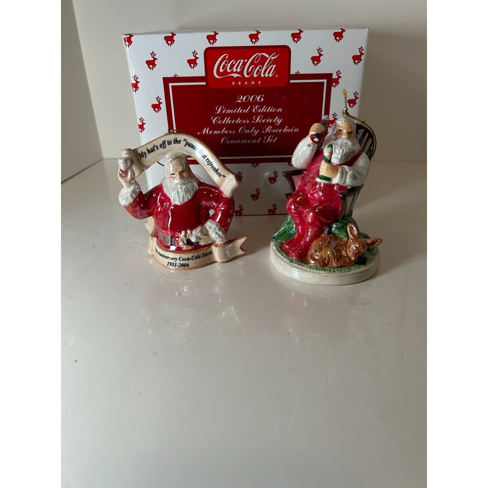 2006 Coca-Cola Lmtd ED Collector Society Members Only Porcelain Ornament Set X63
