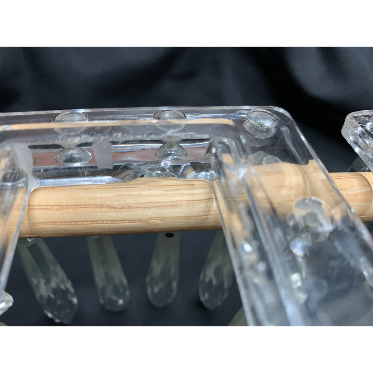 Vintage Lead Crystal Square Bobeches 16 Hanging Prisms Chandelier Pair