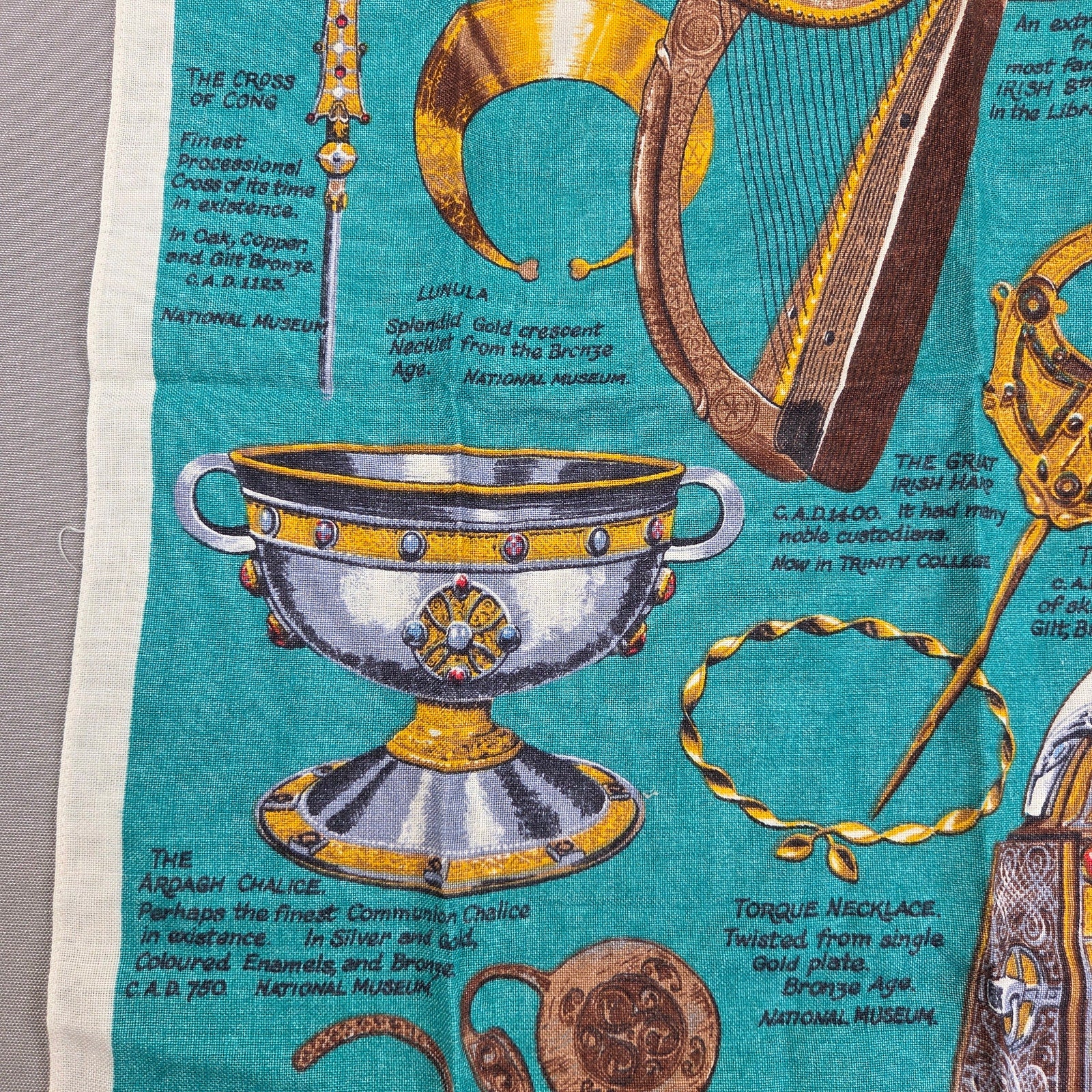 Vintage Nelson Ireland's Treasures Pure Linen Tea Towel Made In Ireland 29x19