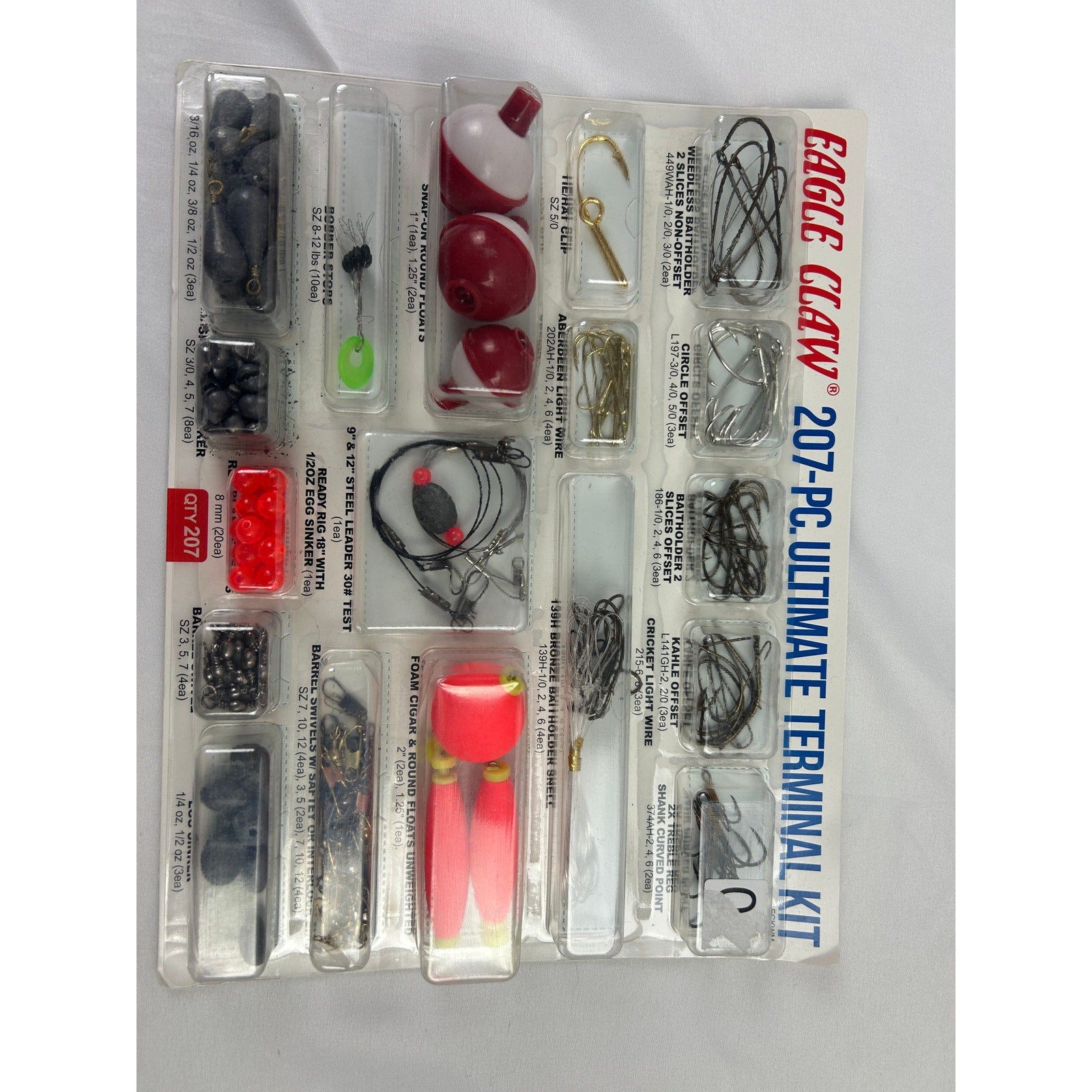 Eagle Claw 207 Piece Ultimate Terminal Tackle Kit Fishing Hooks Sinkers