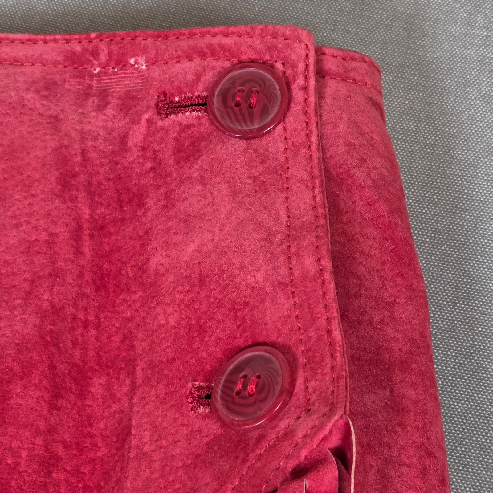 Newport News Red Leather Fringe Wrap Skirt Western Boho Women Size 14