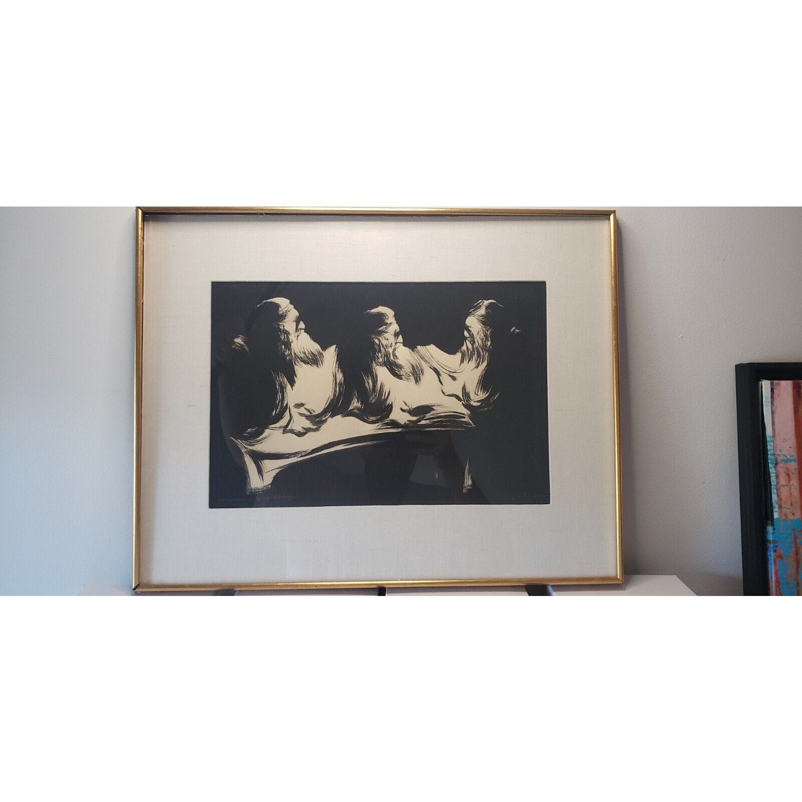 Avraham Goldberg Signed Judaica Ink Artwork 19x25 – Black & White Expressionism