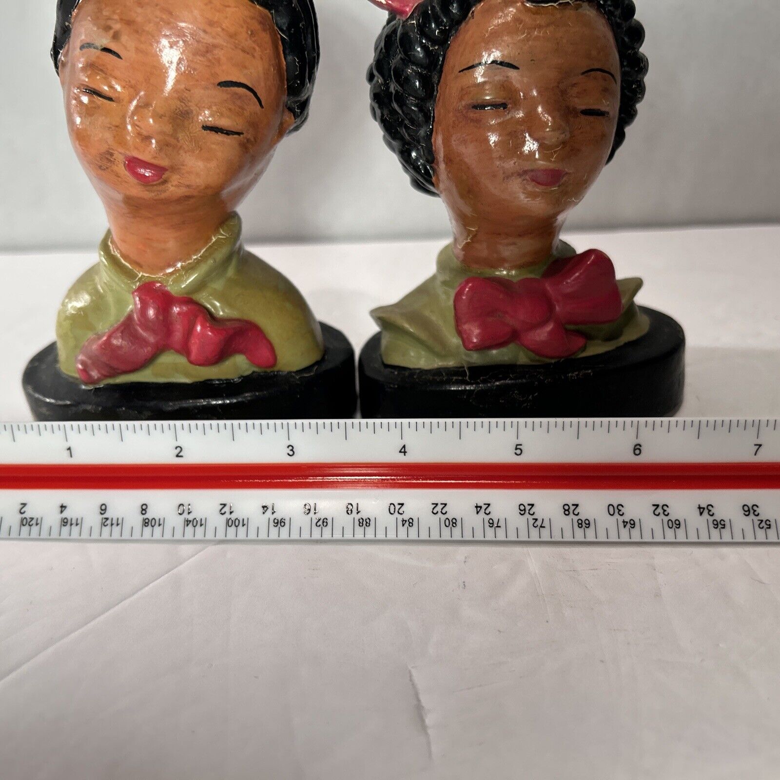 Vintage Chalkware Bust Pair – Goldscheider Style Asian Children Art Deco Figures