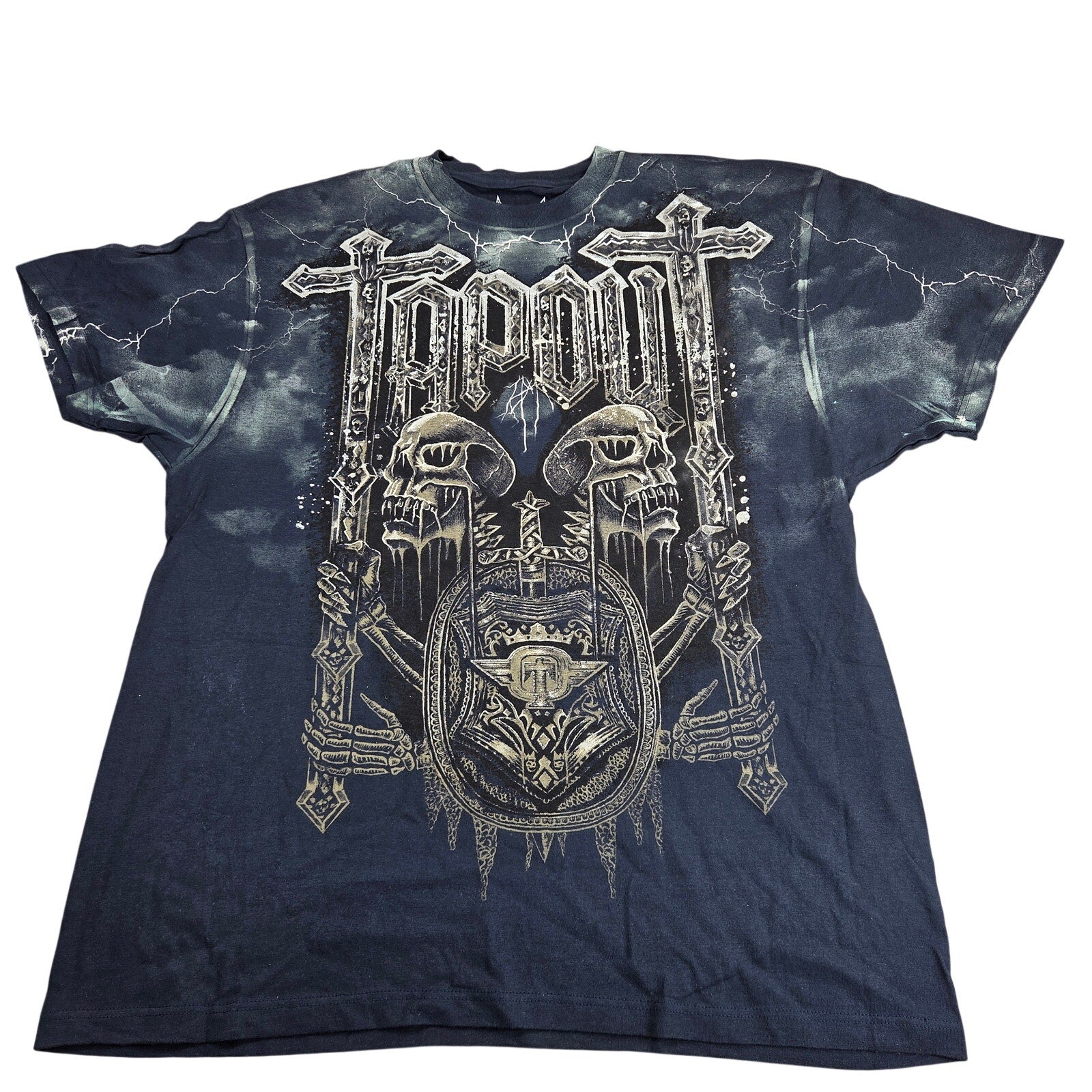Tapout Skull Cross Graphic T Shirt NWT XXL Medieval Blue UFC Cotton 2012