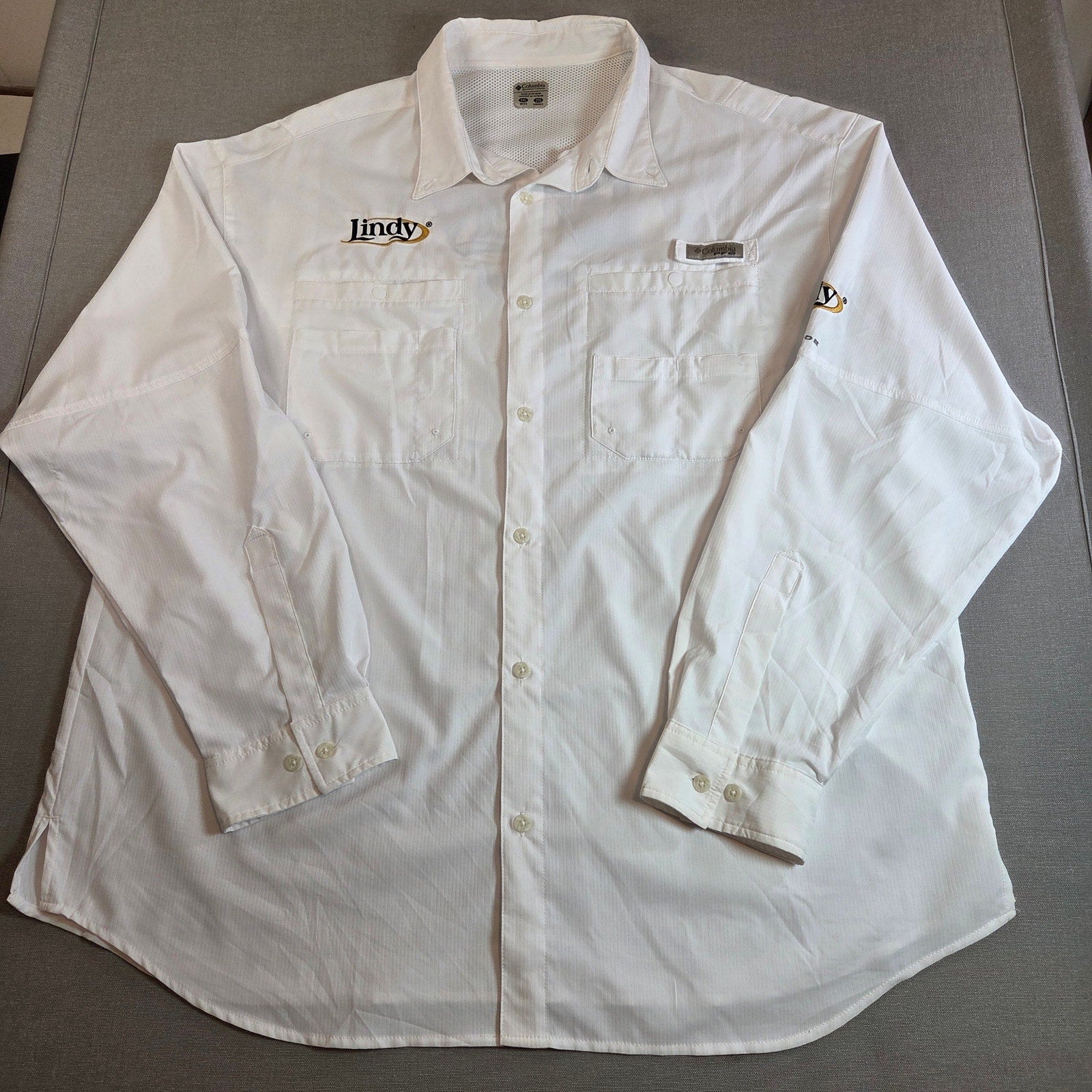 Columbia PFG Lindy Omni-Shade Fishing Shirt XXL White Long Sleeve Vented