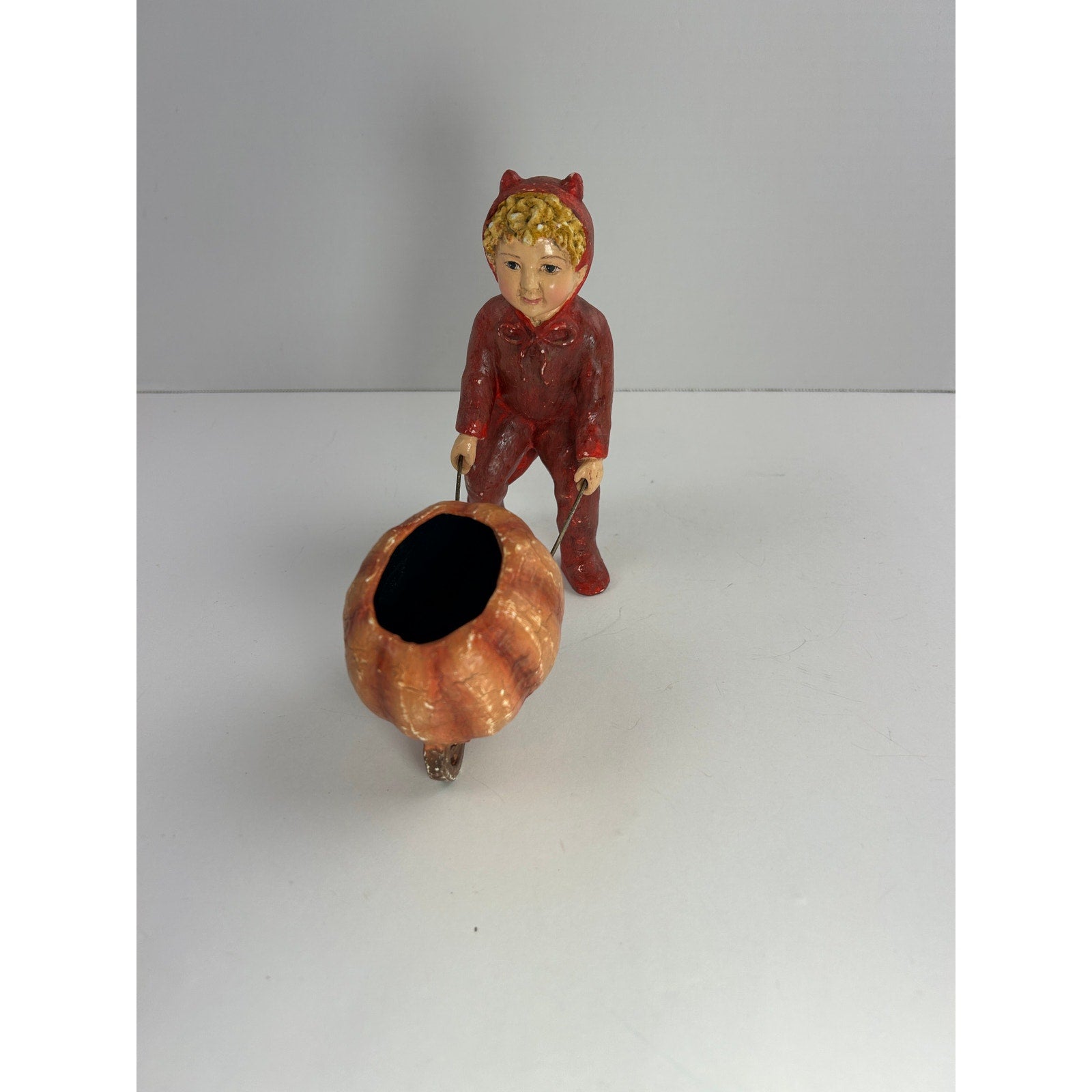 Bethany Lowe Devil Child Pulling Pumpkin Wagon Halloween Figurine