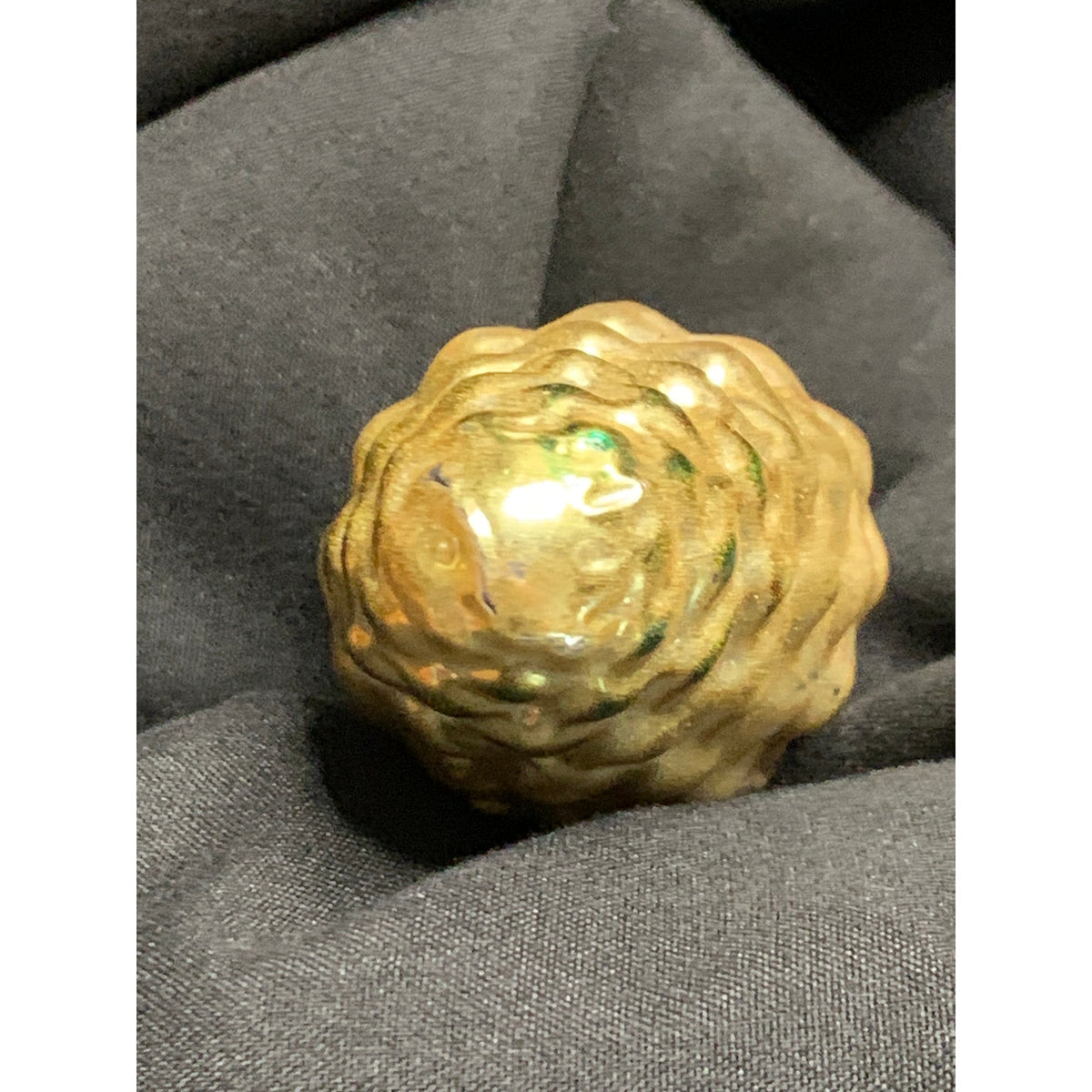 Vintage Glass Pinecone Christmas Ornament Gold Molded Mica Mid Century