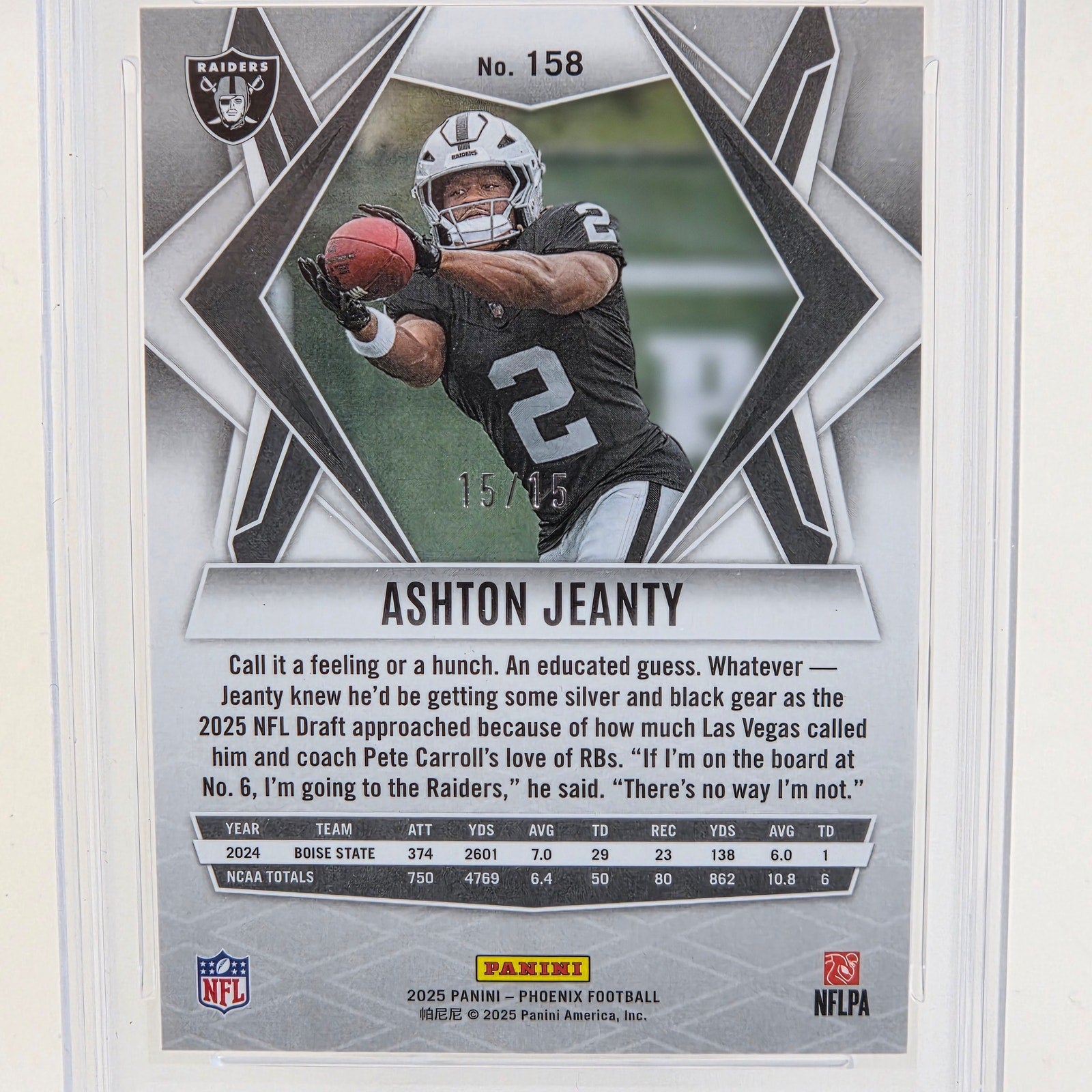 2025 Phoenix Ashton Jeanty Bronze Lazer RC #158 15/15 PSA 10 Bookend Pop 1