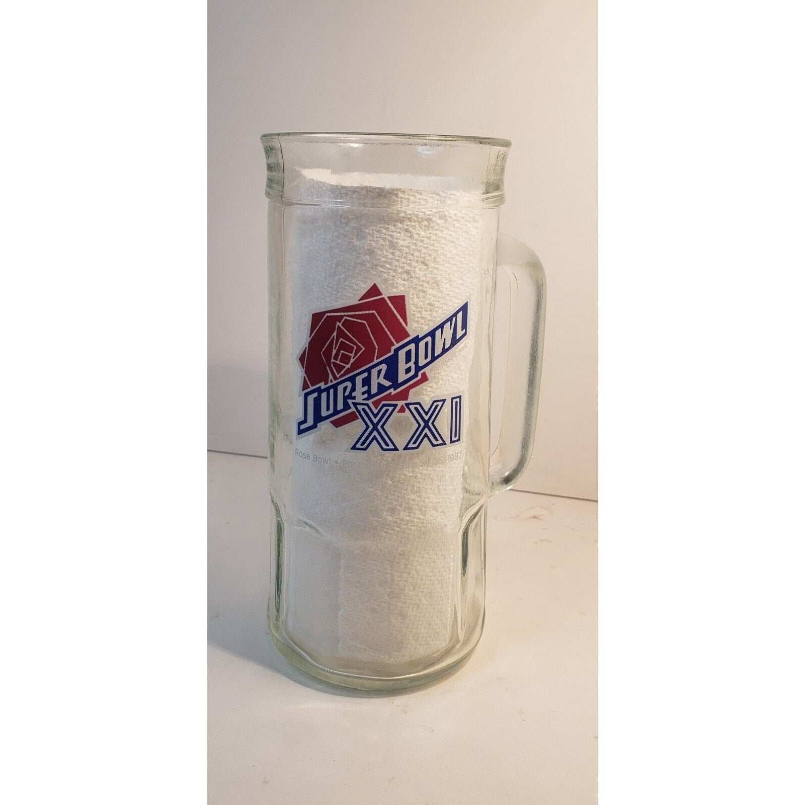 NFL Mug Super Bowl XXI Rose Bowl Pasadena 1-25-1987 Giants Fisher Nuts Promo