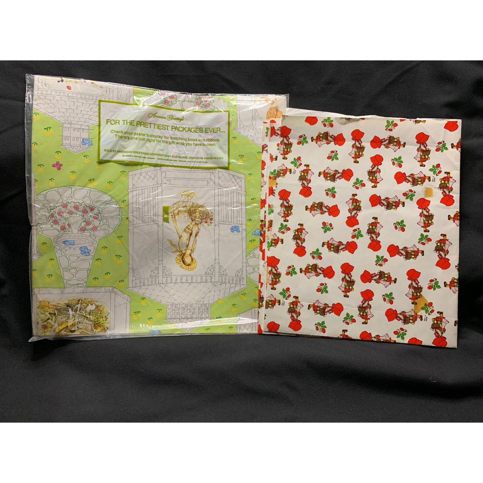 Vintage Holly Hobbie Wrapping Paper Lot 3 Sheets American Greetings USA
