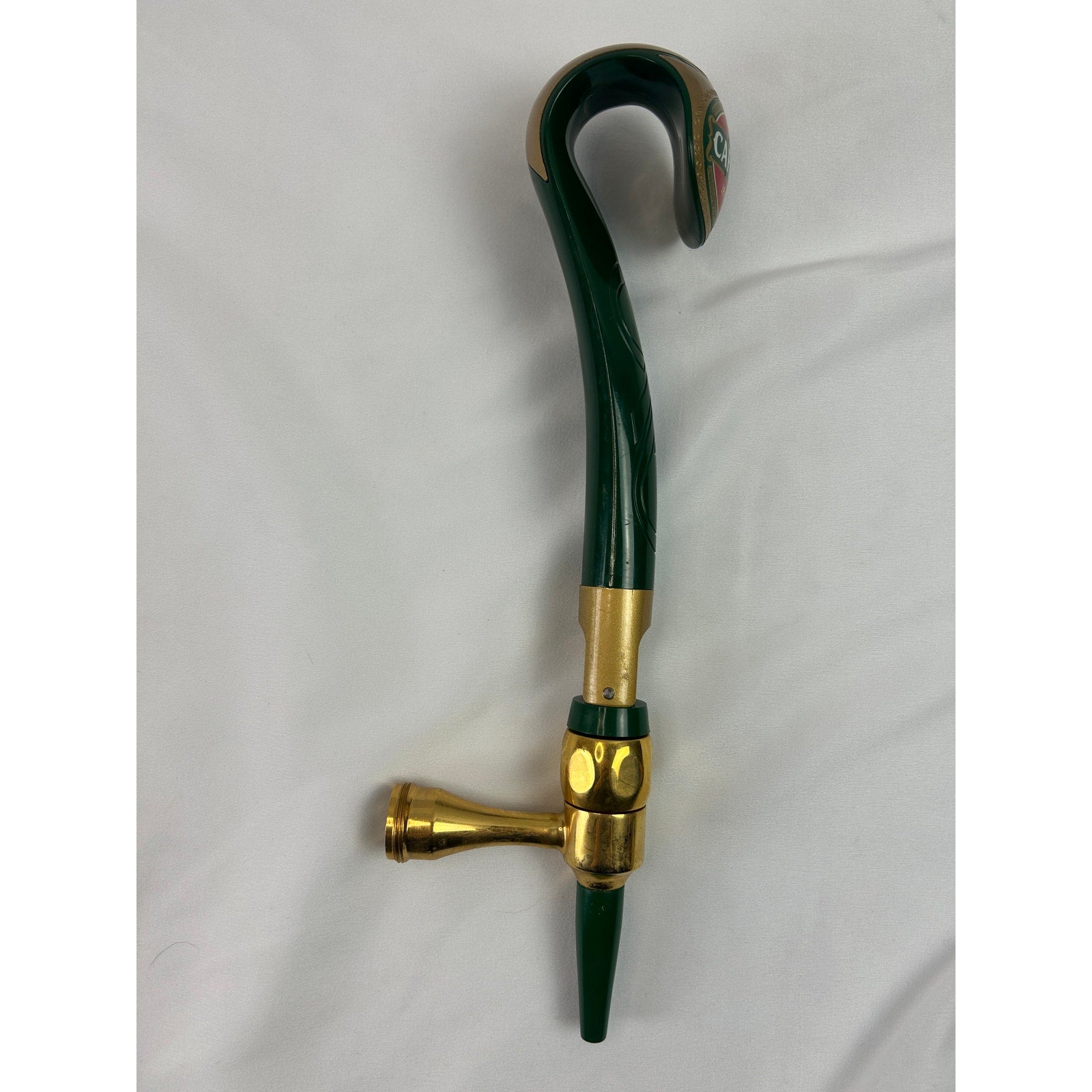 Caffrey's Irish Ale Beer Tap Faucet Swan Neck Green Gold Pub Breweriana