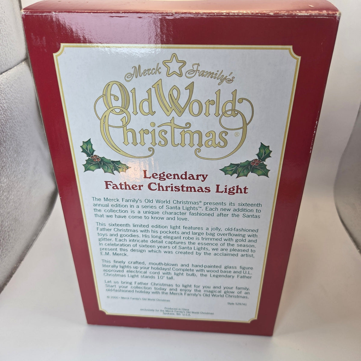 Merck Old World Christmas Legendary Father Christmas Light 2000 Boxed 10"