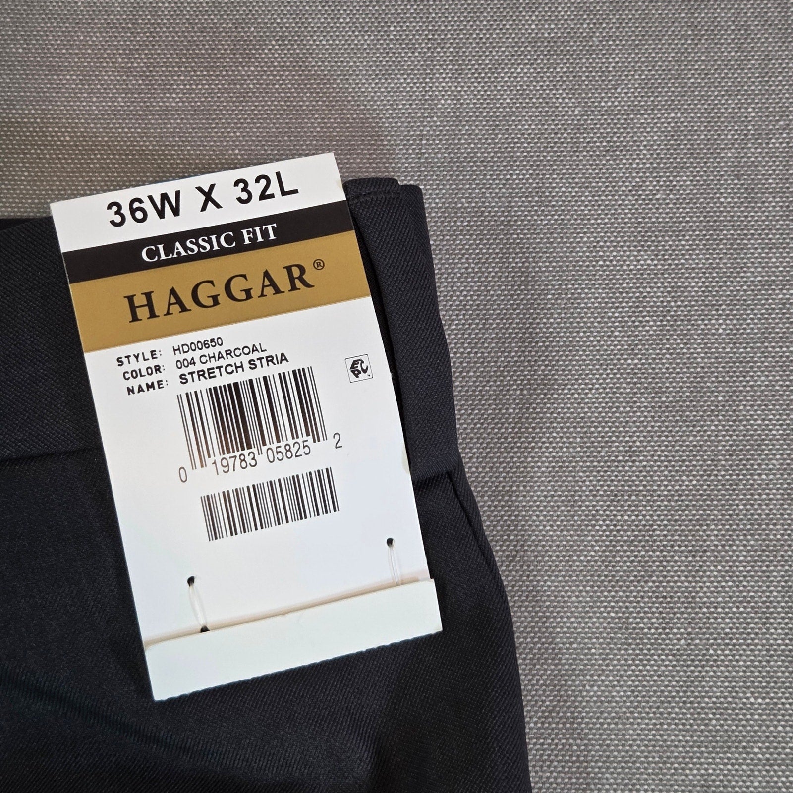 Haggar Premium Comfort Dress Pants 36x32 Gray NWT Hidden Stretch Waist