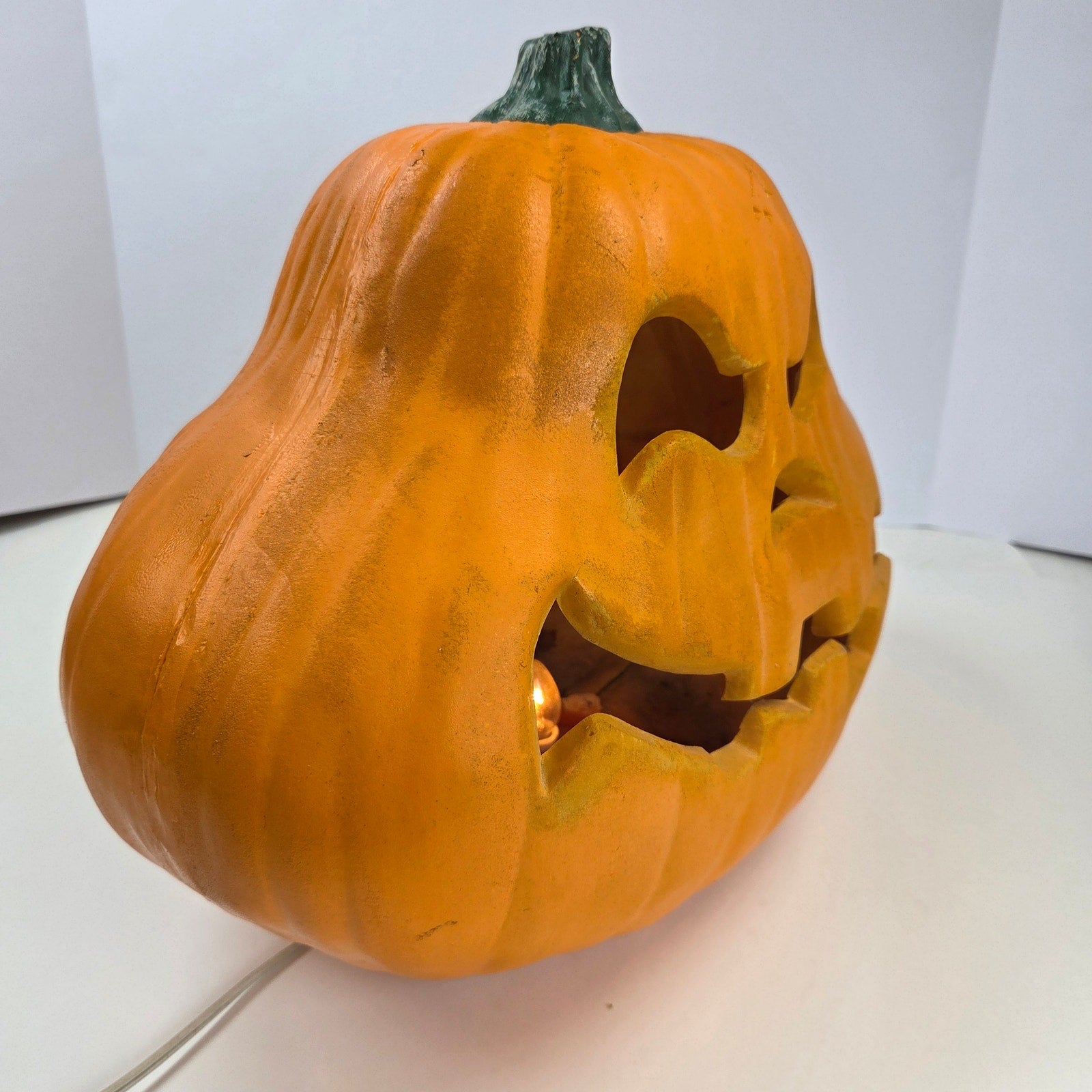 Vintage Gemmy Lighted Jack O Lantern Pumpkin Halloween Decor 14" Tested Works