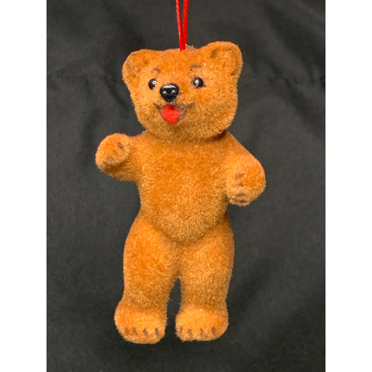 Vintage Wagner Handwork Flocked Brown Bear Ornament West Germany 1980s
