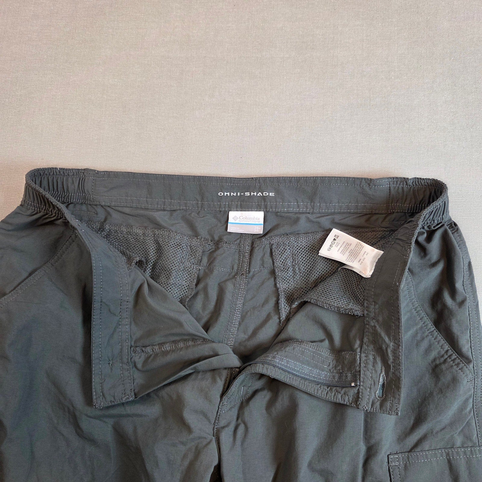 Columbia Omni-Shade Tactel Nylon Hiking Pants Men’s 36x30 Gray UPF Outdoor