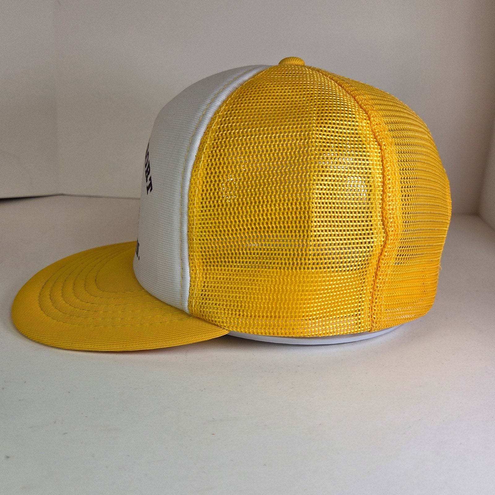 Vintage 80s Sunset Resort Osakis MN Trucker Hat Yellow White Foam Snapback