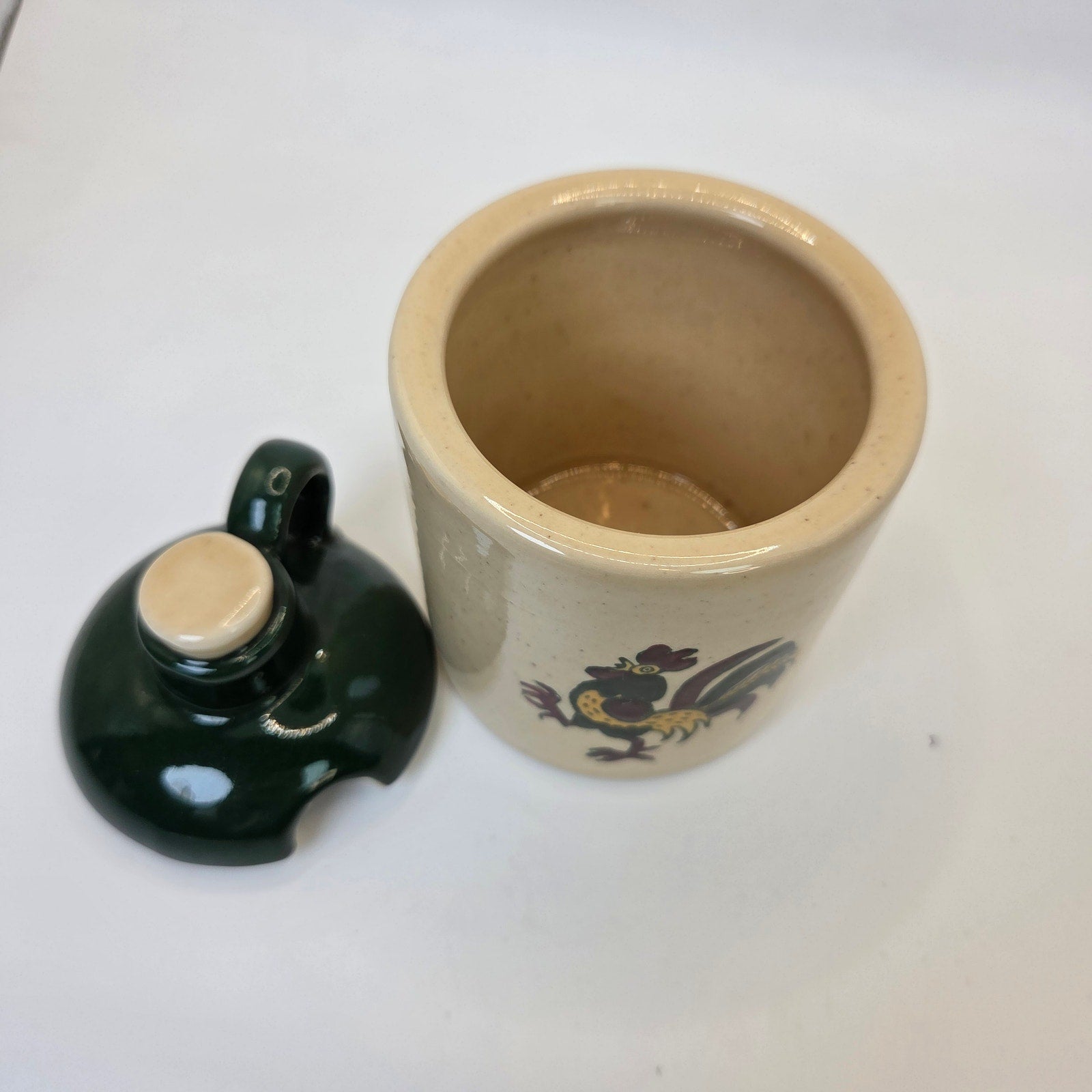 Metlox Poppytrail Rooster Pot Spoon Notch Crock Jar Vintage Made in California