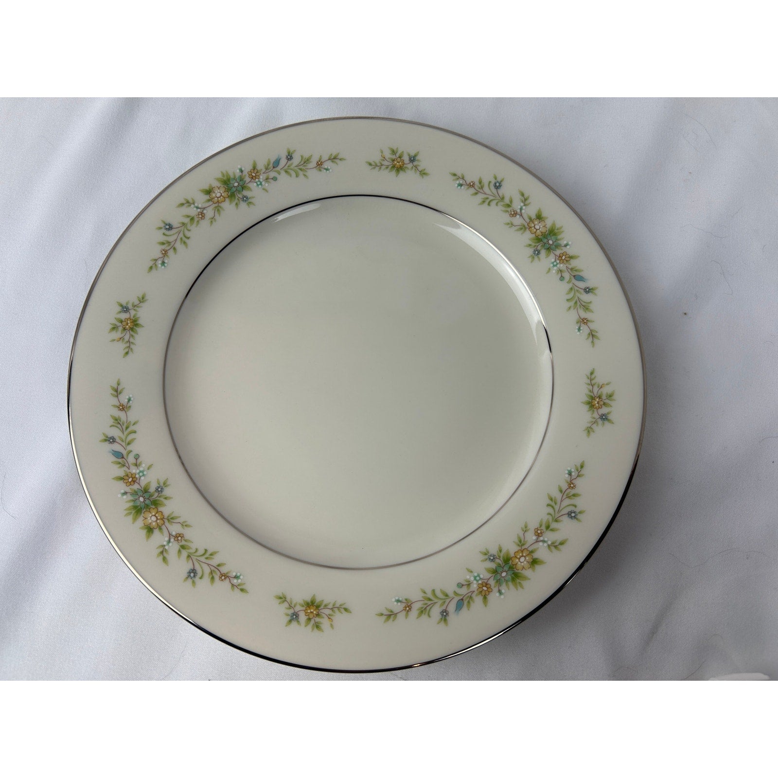 Noritake Christina 7056 Ivory China Salad Plate 8 Inch Floral Silver Trim