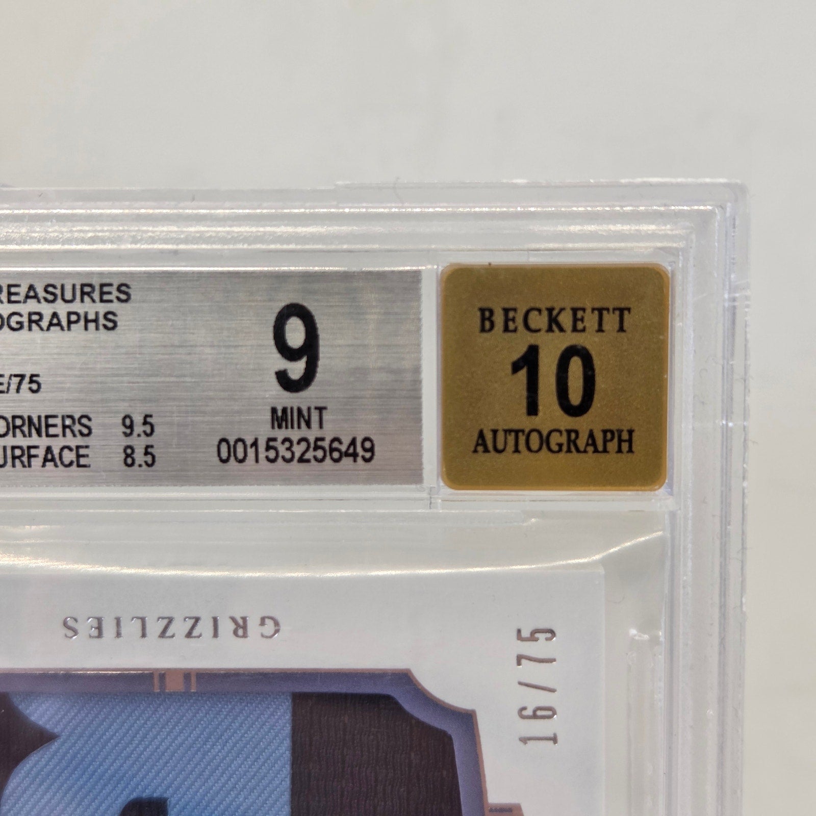 2020-21 National Treasures Desmond Bane RPA /75 Patch Auto BGS 9 Auto 10 Rookie
