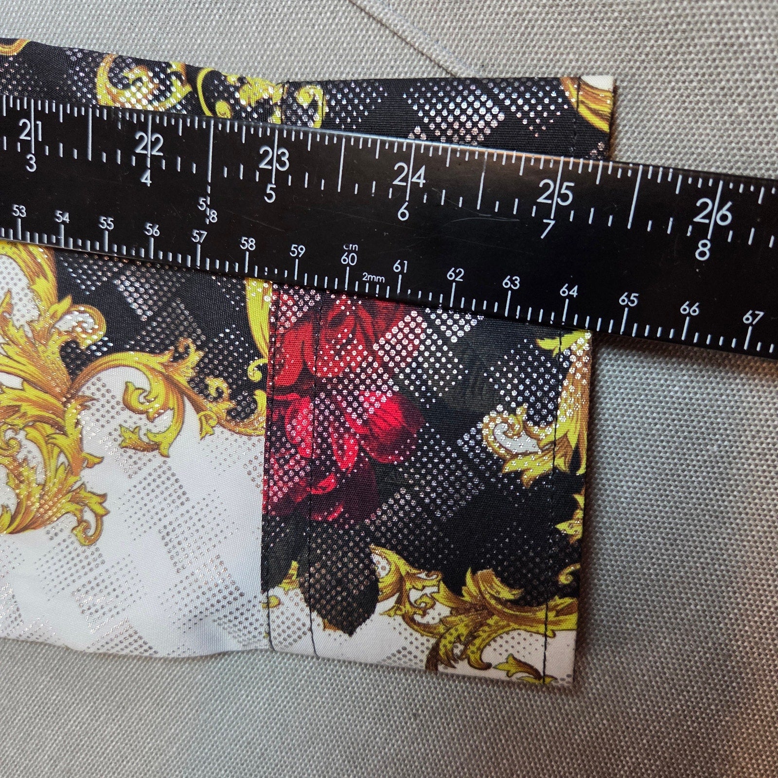 Suslo Couture Slim Fit Button Up Shirt Medium Red Floral Gold Black Print