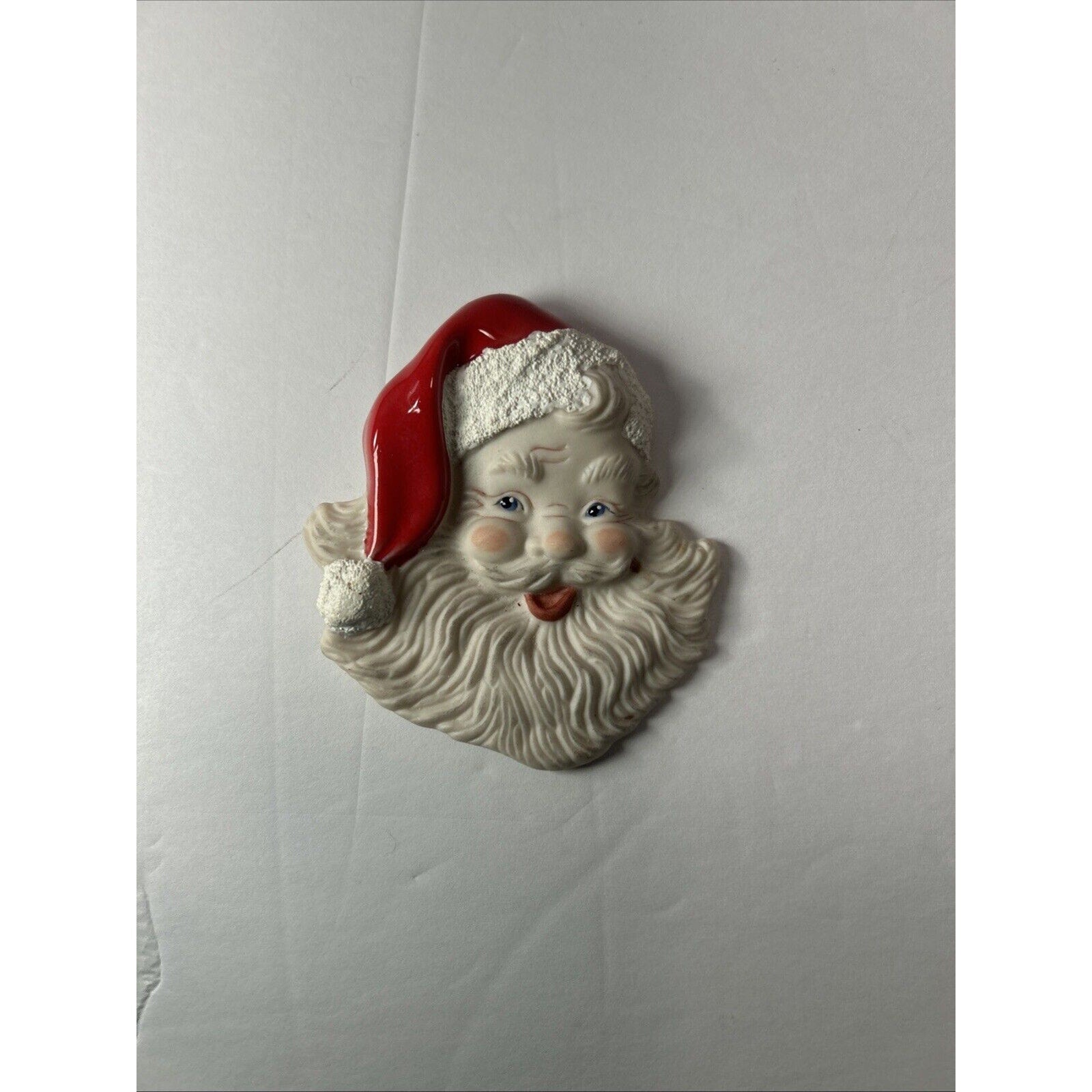 Santa Ornament & Pin Lot – Clay Face Ornament, Wood Santa, Porcelain Santa Pin