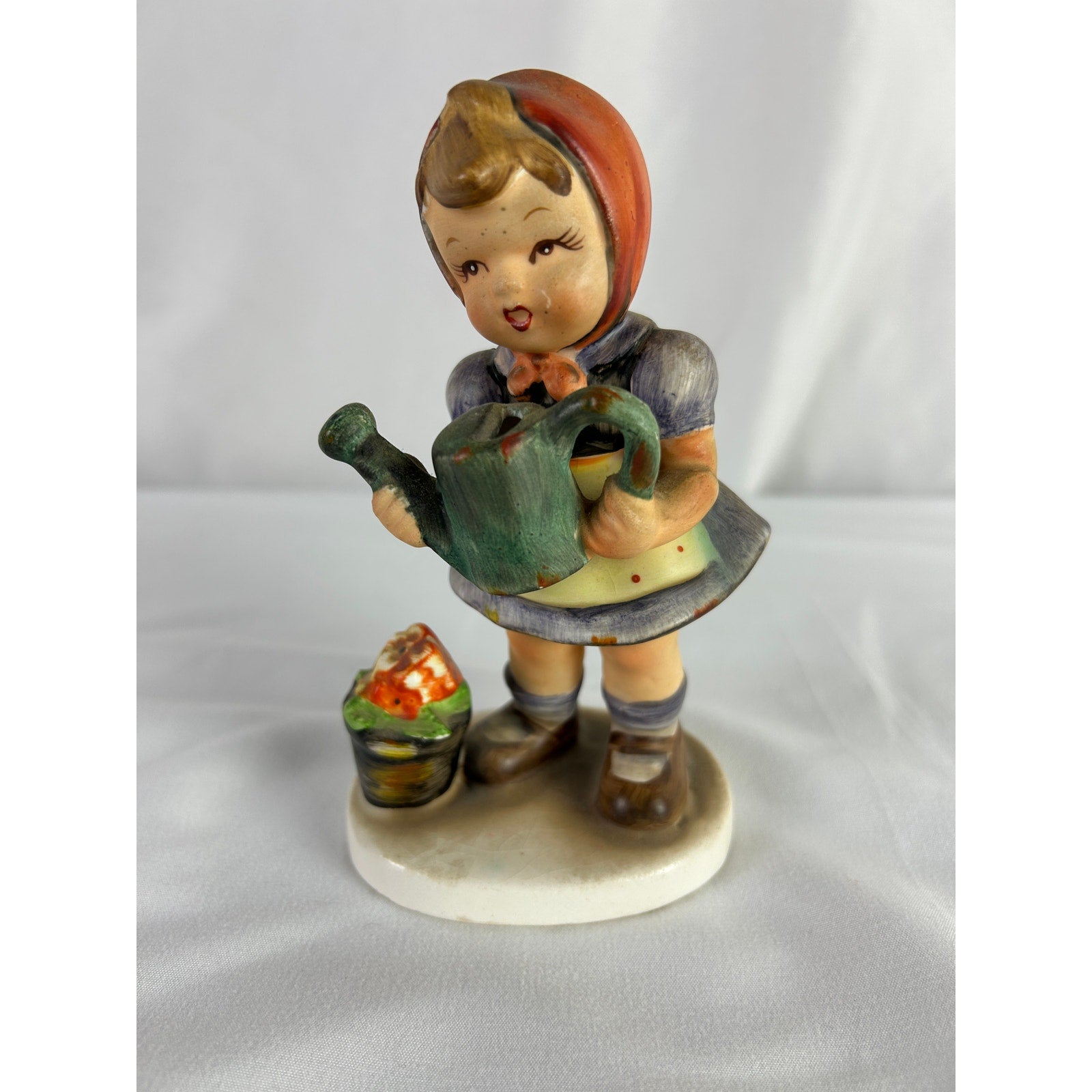 Vintage Enesco Girl Watering Flowers Figurine Japan Ceramic Bonnet