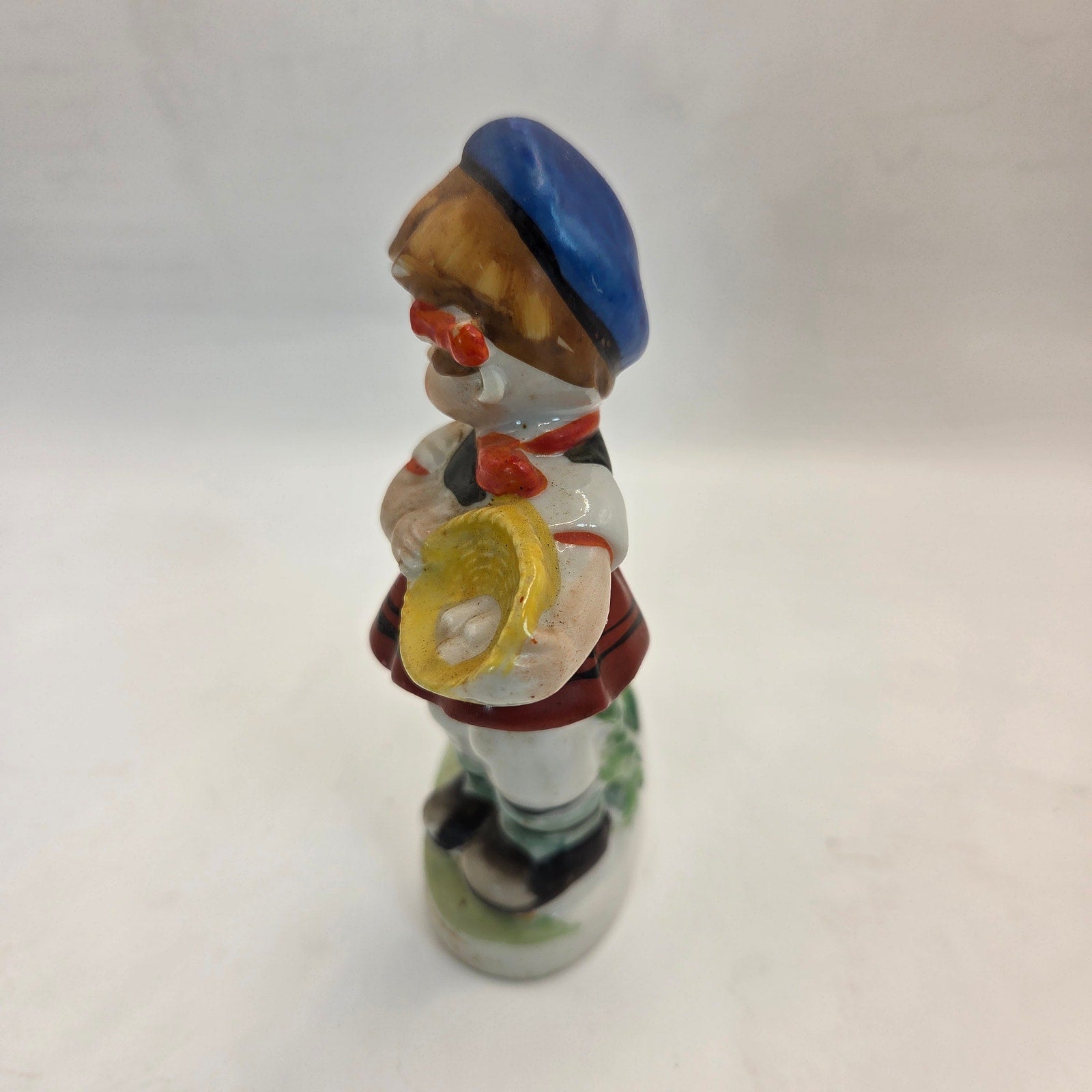 Occupied Japan Girl With Goose Figurine 4.5” Vintage Porcelain Painted